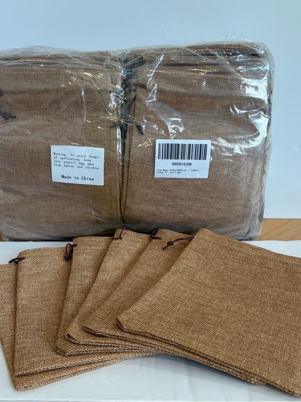 NEW Jute Linen Event Favor Bags - 50 Pouches/ Pkg, 9”x7”